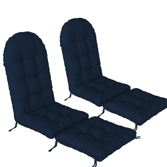 Waterproof Adirondack Cushion Set of 2, 44"x19"x4" for Rocking Chair & 17"x19" for Ottoman, High Back Soft Pads with Ties for Patio Garden
