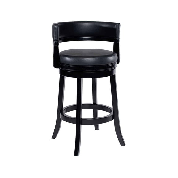 Balen Black Bar Height Swivel Stool with Rubberwood Frame