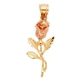 thumbnail image 2 of Wellingsale 14K Two 2 Tone Rose and Yellow Gold Polished Diamond Cut Ornate Flower Charm Pendant, 2 of 4