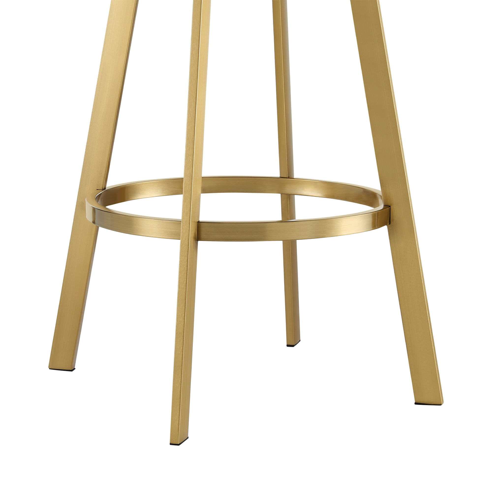 Saturn 30" Swivel Bar Stool with Gold Brushed Stainless Steel and Light Sand Faux Leather