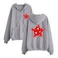 thumbnail image 2 of Njoeus Women Casual Full Zip Hoodie Comfy Loose Sweatshirt Lightweight Cute Long Sleeve Fleece Jacket with Pockets Gray XXL, 2 of 3