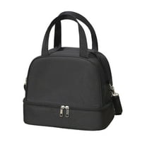 Yhmxh Insulated Lunch Bag Lunch Box for Women & Men, Large Capacity Leakproof Bento Bag with Shoulder Strap for Adult, Waterproof Reusable Lunch Tote Bags for Office Work School Picnic Beach (Black)