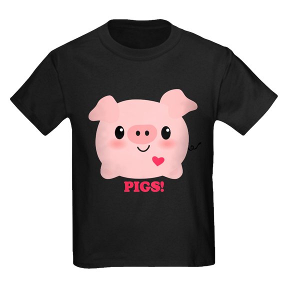 CafePress - Kawaii I Love Pigs Kids Dark T Shirt - Dark T-Shirt Kids XS-XL