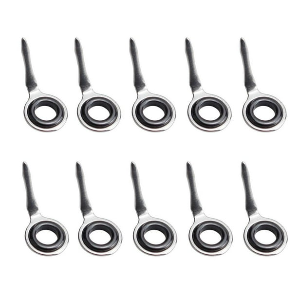 Paquete de 10 guías de caña de pescar de acero inoxidable, guías de línea de pesca, juegos de ojos Blanco 6