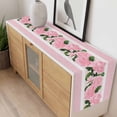 thumbnail image 4 of Pink Roses Table Runner - 70 Inch Long, Kitchen Dining Table Runner Dresser Scarves, Valentine's Day Romantic Flowers Green Leaf Stripes Farmhouse Decor for Coffee Tables Wedding Party Banquet, 4 of 8