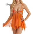 thumbnail image 1 of Conjunto de pijama de malla con cierre frontal para mujer, ropa de dormir Sexy con cuello en V, trajes de Boudoir, Langeray, Pizama Damska, 1 of 4