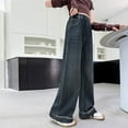 thumbnail image 2 of Girls Baggy Jeans Elastic High Waist Wide Leg Pants Trousers Teen Girl Clothes Girls Clothes Size, 2 of 9