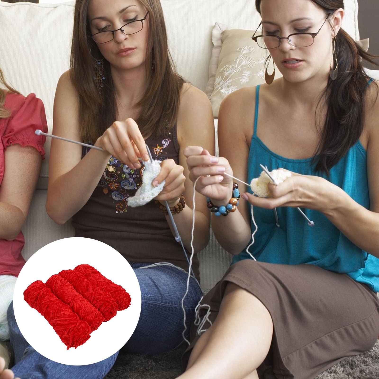 OUNONA Chenille Fiber Yarn 4Pcs Chenille Velvet Knitting Supplies for Women Craft Projects