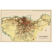 Historic Map - Beirut Lebanon - Palmer 1851 - 23 x 36.46 - Vintage Wall Art