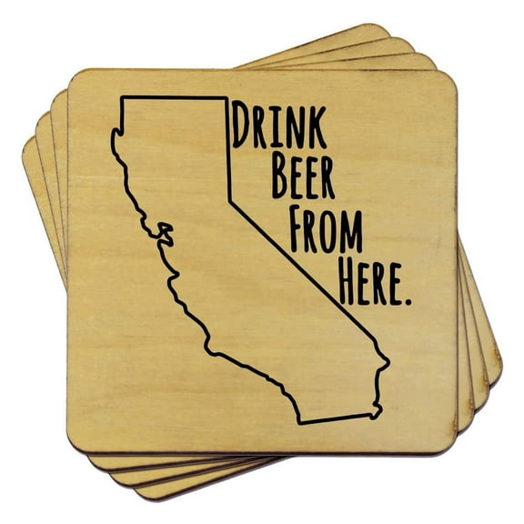 Torched California Drink Beer Coaster Handmade Beer Coaster 4"x4" Brown