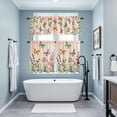 thumbnail image 3 of Pink Flowers Kitchen Curtains Sets for Windows 36 Inch Length, Spring Floral Butterfly Elegant Pastoral Botanical Rod Pocket Window Treatments Tier Curtains and Valances Set for Bedroom/Bathroom, 3 of 8