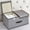 Gray 5H1, variant on Staron under $5! Foldable Storage Box, Double Lid Linen Organizer Bin with Removable Divider, Rectangular Clothes Toy Storage for Bedroom Closet, Space Saving