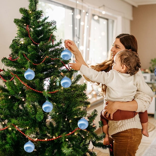 Juego de adornos de bolas de Navidad antiguas | Decoraciones colgantes navideñas | Material PVC | 3.15 pulgadas de diámetro | Acabado brillante mate con purpurina | Paquete de 6 | Multicolor
