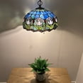 thumbnail image 3 of Tiffany Pendant Lights Fixture Blue Purple Stained Glass Tulips LED Bulb Included for Dining Room Hotel Restaurant Cafe 16"W*16"D*75"H, 3 of 6
