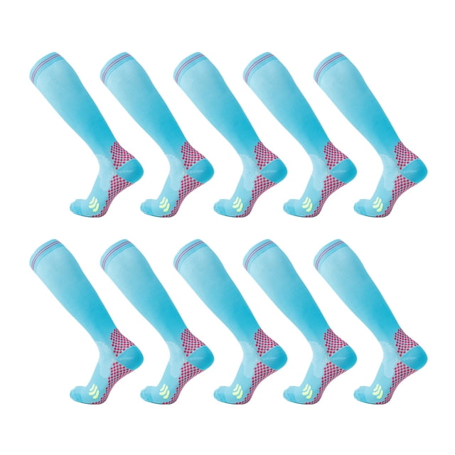 Medias de fútbol con protección para las piernas, disponibles para hombres y mujeres, medias de presión, medias cómodas (azul lago)