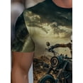 thumbnail image 4 of Men's Retro Motorcycle Rider Pattern T-Shirt - Retro Casual Crew Neck Short Sleeve T-Shirt with Dynamic Motorcycle Design, Perfect for Motorcycle Lovers and Vintage Fashion Lovers, 4 of 6