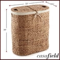 thumbnail image 3 of Casafield Oval Laundry Hamper with Lids and Removable Liner Bags - Cinnamon Brown, Woven Water Hyacinth 2-Section Laundry Basket for Clothes, 3 of 7