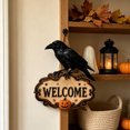 thumbnail image 5 of 2026 Halloween Party Supplies Halloween Witch Welcome Sign Wall Hanging Decor Vintage Flying Witch On Wooden Door Hanger With Pumpkin Star Halloween Front Door, 5 of 7