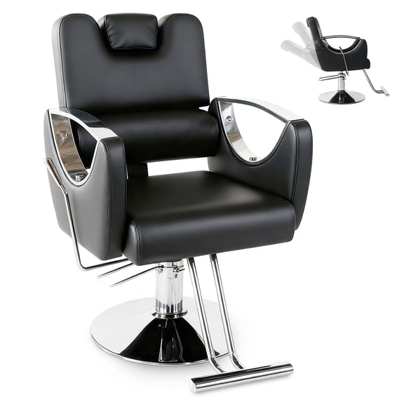Reclining Salon Chair for Hair Stylist, Heavy Duty Hair Barber Chair with Adjustable Headrest, 360 Degree Swivel Beauty Spa Equipment Max Load 440Lbs