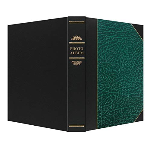 Pioneer Photo Albums 50-Pocket Hunter Green and Black Ledger Style Leatherette Cover Photo Album for 5 by 7-Inch Prints