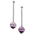 thumbnail image 1 of Stainless Steel Purple Bead Post Dangle Earrings Drop, 1 of 5