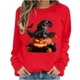 thumbnail image 3 of Jsaierl Halloween Sweatshirts for Women Plus Size Pumpkin Graphic Pullovers Fall Loose Fit Round Neck Long Sleeve Sweater Tops Halloween Clothes, Sizes S-2XL, 3 of 7
