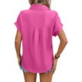 thumbnail image 3 of Fashnice Blouse pour Dames Col à Revers Chemises Boutonnées Tunique de Travail Élégante Rose Rouge P, 3 of 5