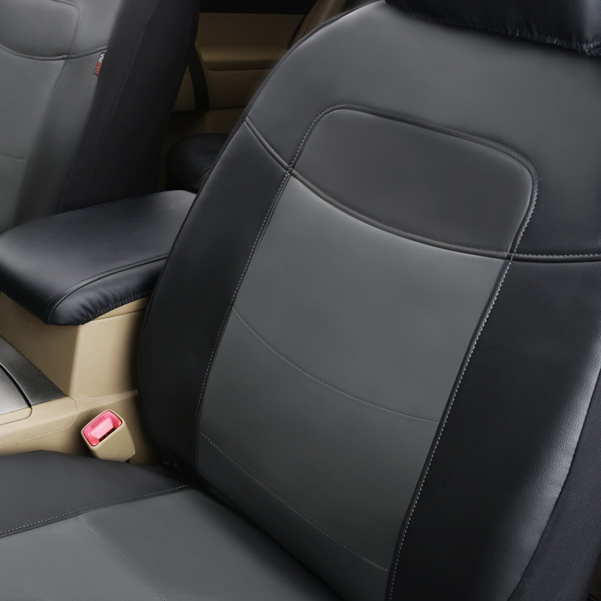 Flying Banner Car Seat Covers Protectors Full Set Synthetic Leather Front Pair Black Gray