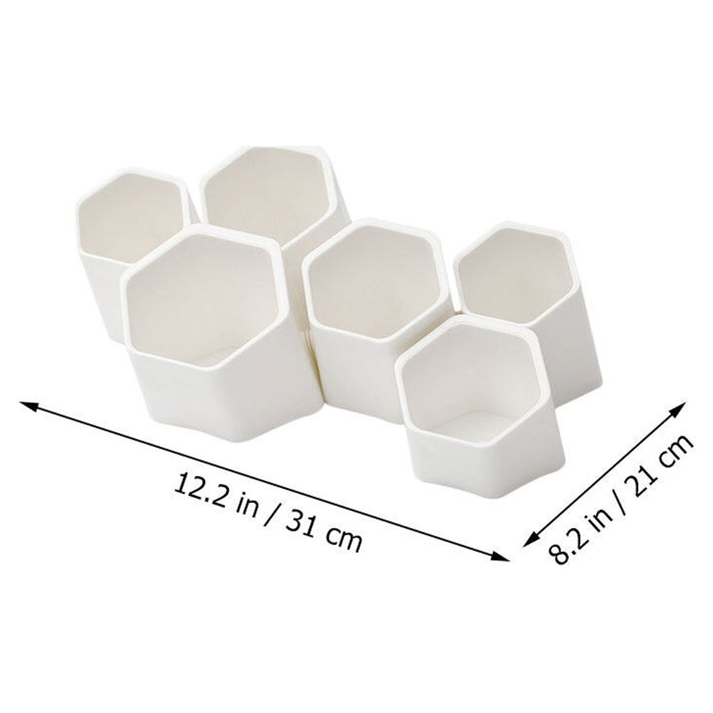 OUNONA 6-Pack White Desktop Pen Holders, Wall-Mounted Stationery Organizers for Home Office Desk Accessories