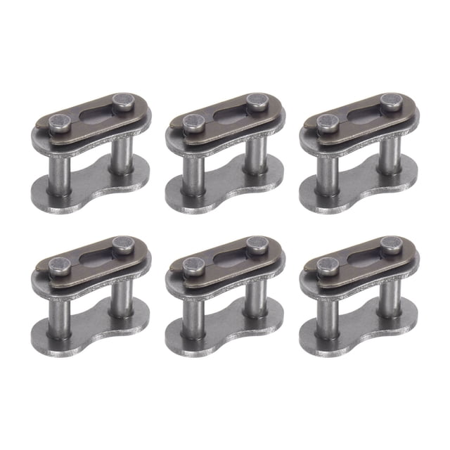Uxcell 6Pack #40 Conector de enlace de rodillo de cadena, enlaces divididos de acero al carbono de 1/2" de paso para cadena 08A