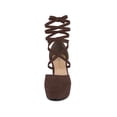 thumbnail image 6 of BLISSFUL STEP Women's Pumps Block Heels Platform Strappy Lace up Pumps Coffee 7, 6 of 8