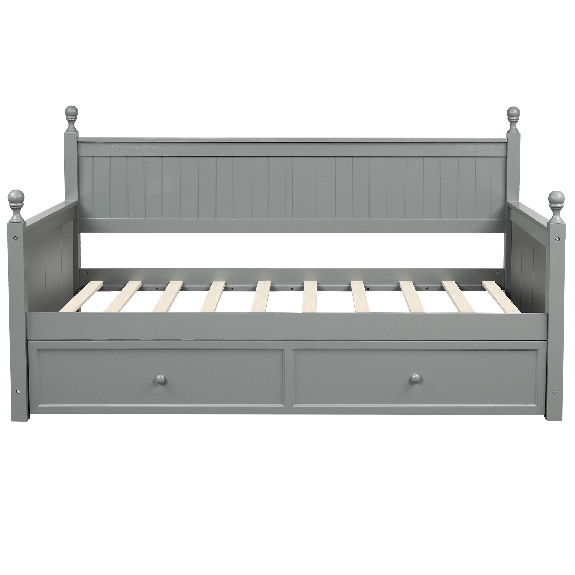 Kepooman Twin Size Modern Wooden Daybed Frame with Twin Size Trundle & Headboard for Bedroom Dorm, 80.5" x 42.1" x 45.41", Gray - image 3 of 14