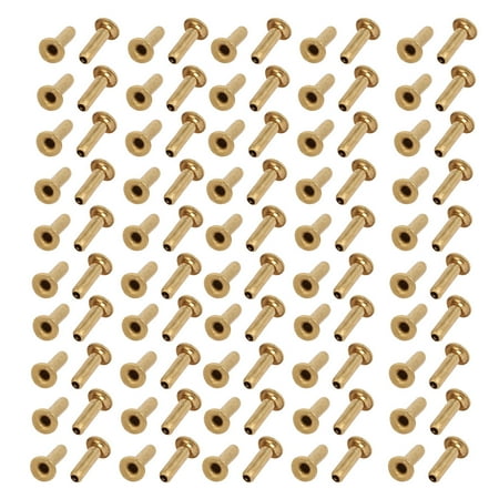 - 100pcs M2x7mm Brass Plated Metal Hollow Eyelets Rivets Gold Tone