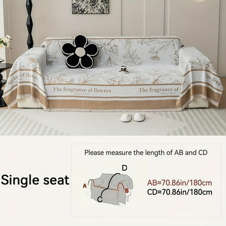 

PORK Luxury French Country Style Chenille Sofa Slipcover - All-Season Tassel Detail Machine Washable Couch Cover For Living Room & Office Decor Couch Covers For Sofa Sofa Covers For Liv