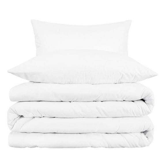 HomeRoots White Queen Cotton Blend 1000 Thread Count Washable Duvet Cover Set