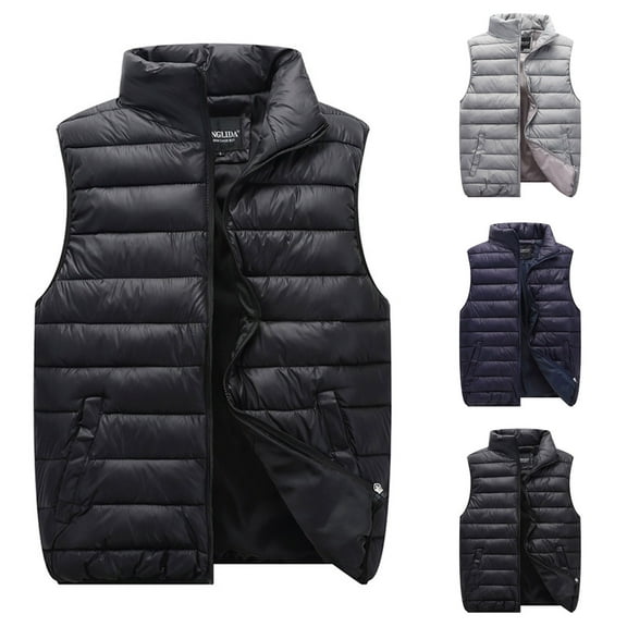 Lovskoo Womens Winter Coats Quilted Puffer Vest Sleeveless Waistcoat Loose Bright Color Stand Collar Cotton Padded Waistcoat Jacket Black