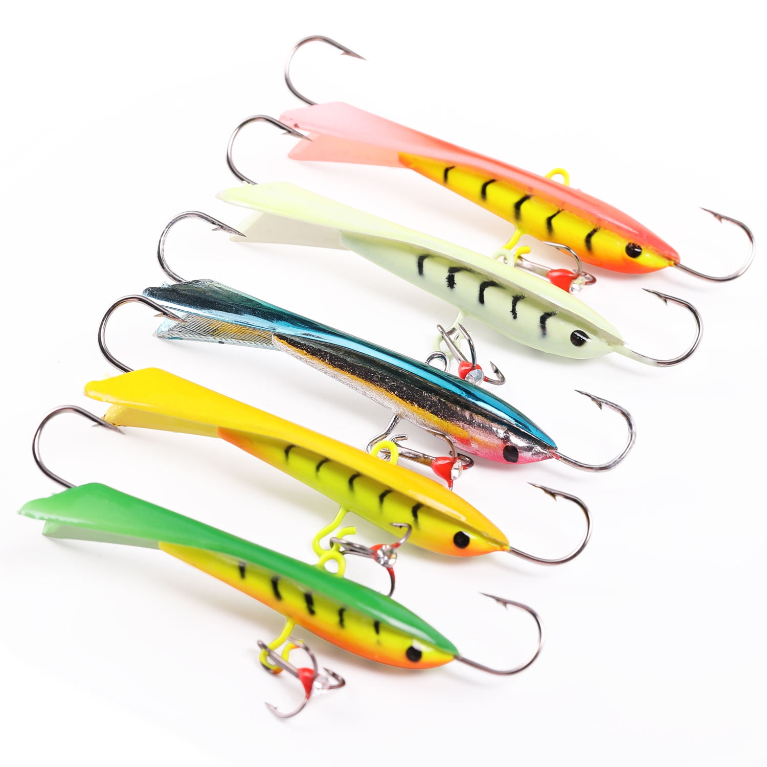 Sougayilang Winter Fishing Hard Lures Treble Hooks Ice Fishing Lures