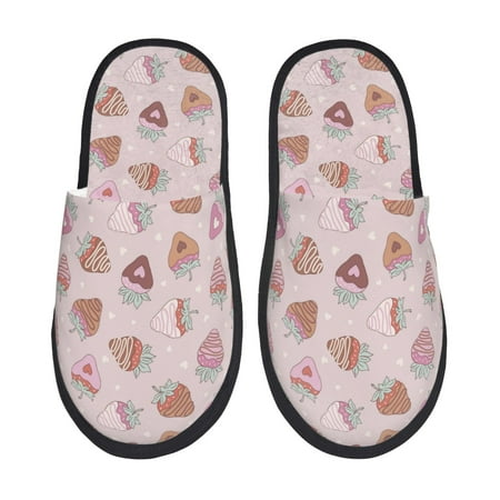 

Adobk Strawberry Cake Print Slippers Indoor Outdoor Retro Slippers House Soft Fluffy Slides Cushion Furry Slippers-Large