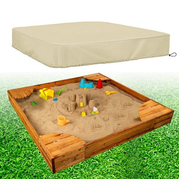 Sandbox Sandpit Cover, Kids Sandbox Cover for Sand and Toys Protection, Square Sandbox Protective Cover with Drawstring Beige 200*200*20cm