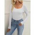 thumbnail image 3 of Long Sleeve Shirts for Women Fall Outfits Knit Tops Scoop Neck Slim Fit Basic Tee, 3 of 6