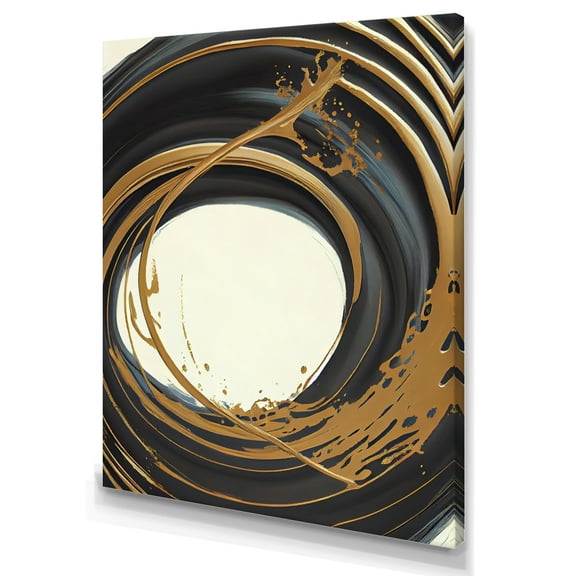 Designart Black And Gold Circle II Canvas Wall Art
