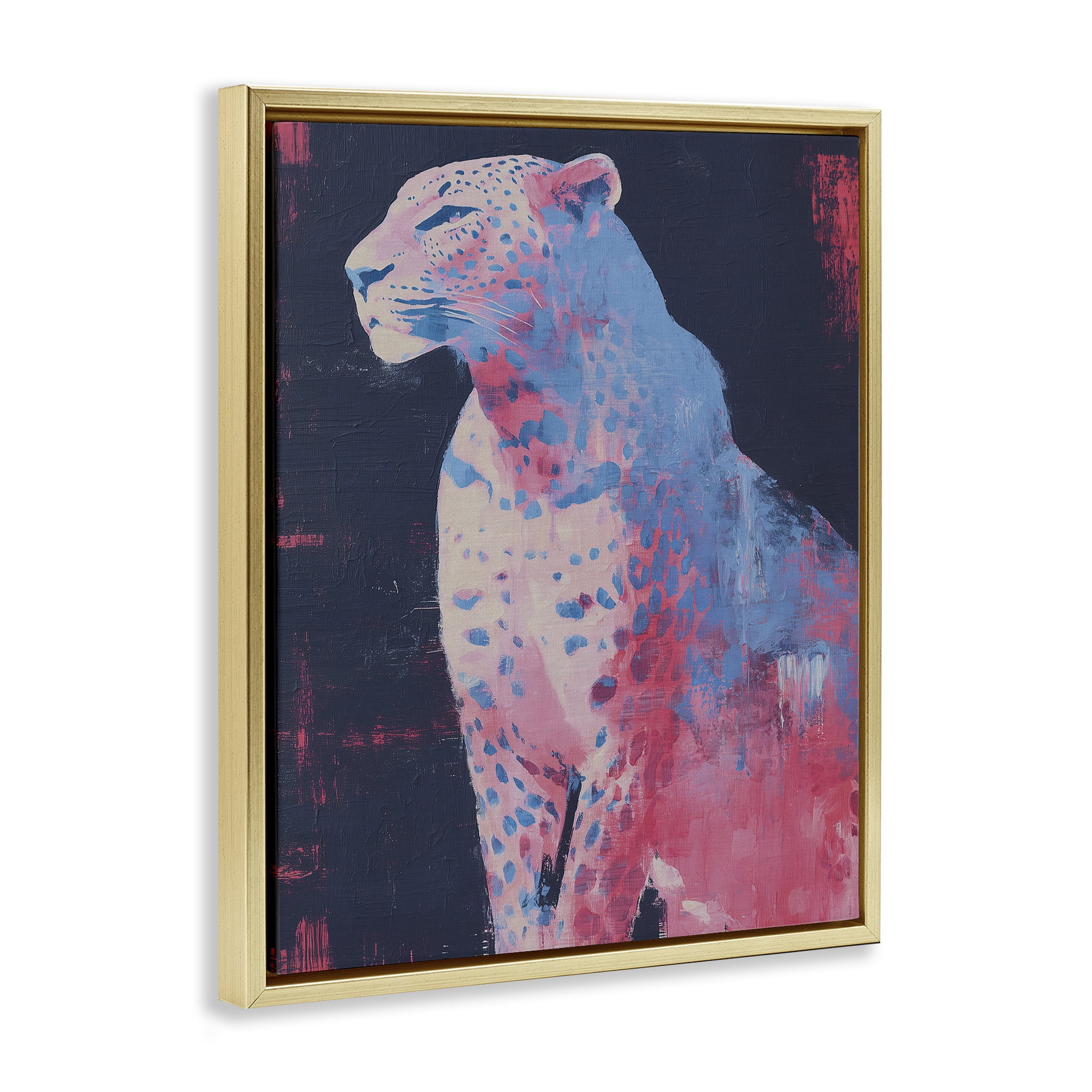 Stupell Industries Predator Pride Leopard Gold Framed Floater Canvas Wall Art, design by Svetlana Aleynikova
