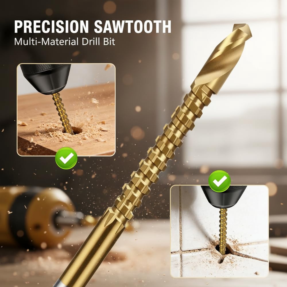 Twist Drill Bit Set – Titanium Coated HSS High-Speed Precision Tool for Wood, Plastic, Aluminum and Metal Drilling, 6 Sizes 3-8mm