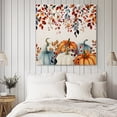 thumbnail image 4 of Orange Blue Pumpkins Wall Art Painting on Canvas, Thanksgiving Fall Leaves Farmhouse Canvas Art Home Prints Wall Art Framed Modern Artwork for Living Room Bedroom Wall Decor 16x16in, 4 of 9