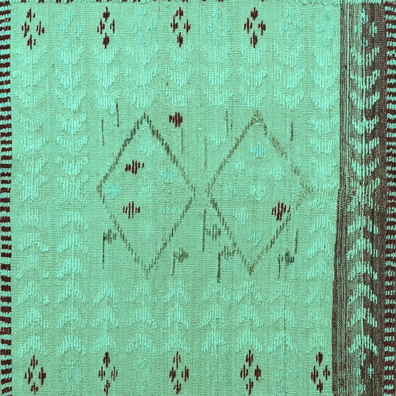 Ahgly Company Indoor Square Solid Turquoise Blue Modern Area Rugs, 8' Square