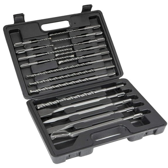 XtremepowerUS 17pcs Rotary Hammer Drill Bits Set & Chisels SDS Plus Kit Concrete Masonry w/ Case