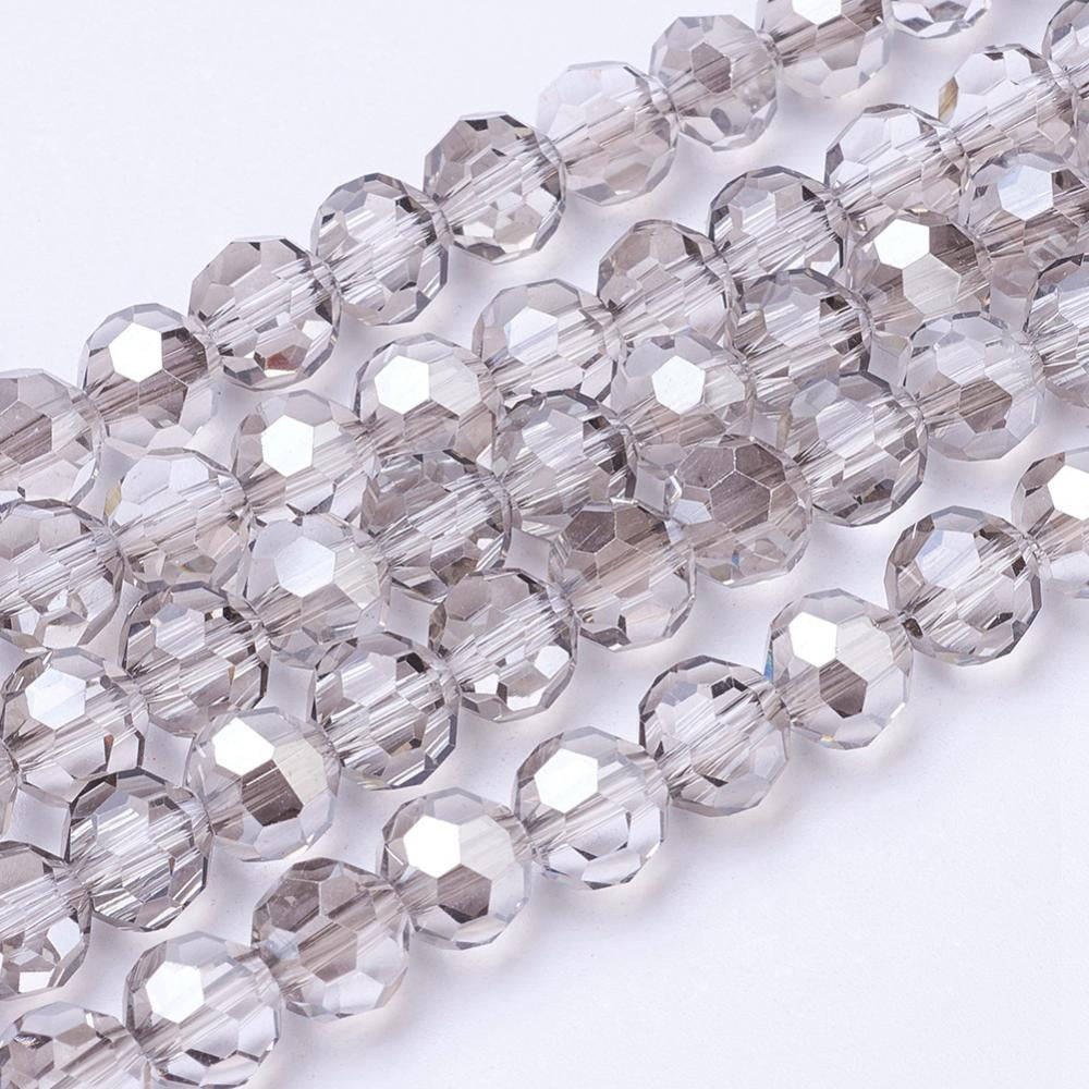Glass Beads Strands Faceted(32 Facets) Round Gainsboro 8mm Hole: 1.5mm about 66~67pcs/strand 15.12 inch~15.35 inch(38.4~39cm)