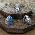 thumbnail image 3 of Blue-Red Stone Accented Indian Style .925 Silver Ring-7, 3 of 6