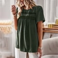 thumbnail image 5 of Towmus Womens Summer Tops Crewneck Short Sleeve Shirts Casual Chiffon Blouses Flowy Lace Hem Fashion Blouses, 5 of 6