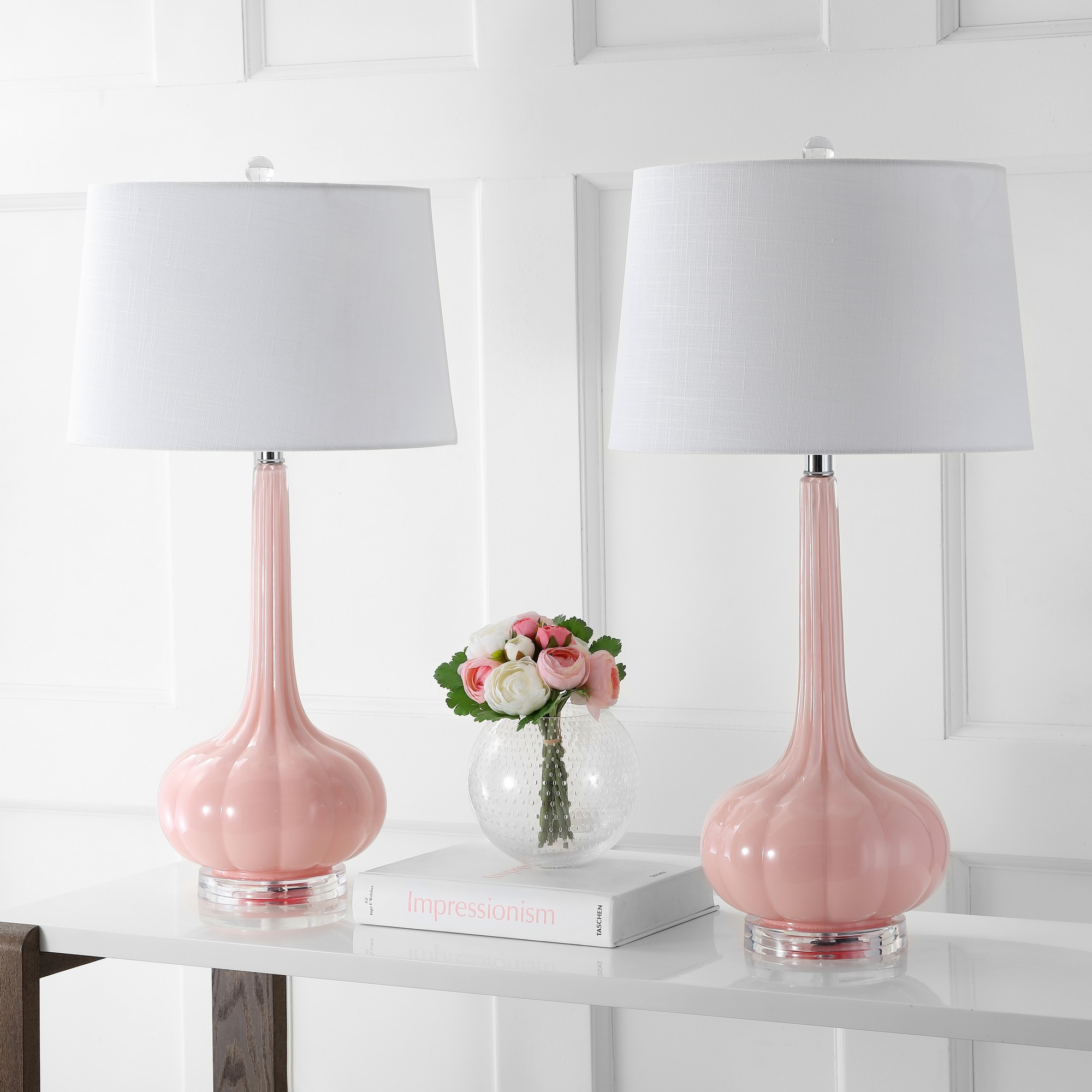 Bette 28.5" Glass Teardrop LED Table Lamp, Pink (Set of 2) - image 2 of 6